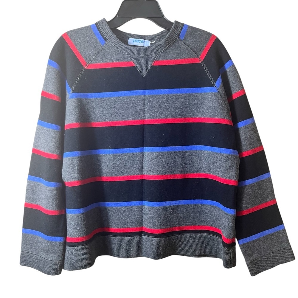 Karen‎ Scott Retro Striped Crewneck Sweatshirt Large 90’s 80’s Colorblock Sporty